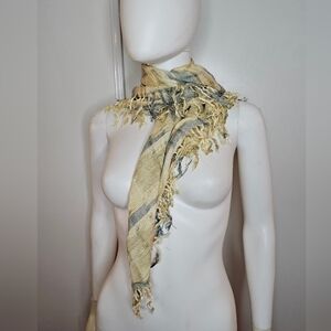 Glentex Fringed Yellow and Gray Scarf Made In India